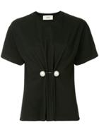 Ports 1961 Pearl Embellished Draped T-shirt - Black