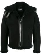 Les Hommes Shearling Aviator Jacket - Black