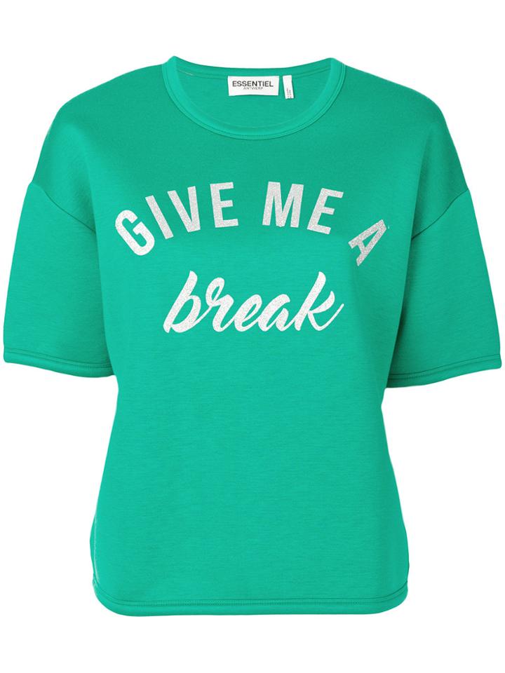 Essentiel Antwerp Slogan Printed T-shirt - Green