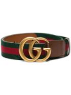 Gucci Double G Buckle Web Belt - Brown