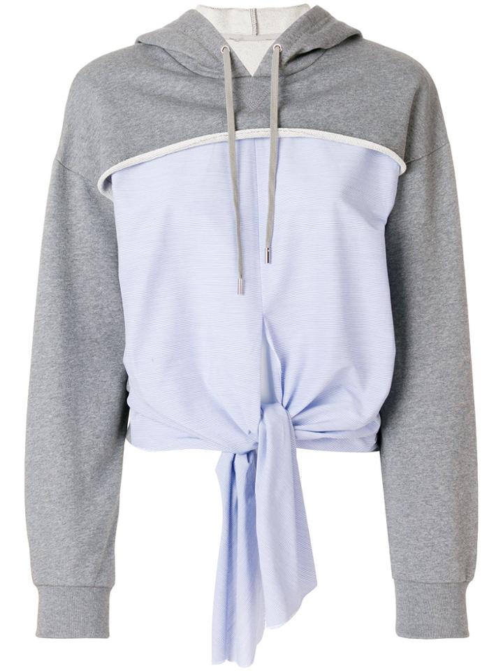 3.1 Phillip Lim Long Sleeve Tie-front Hoodie - Grey