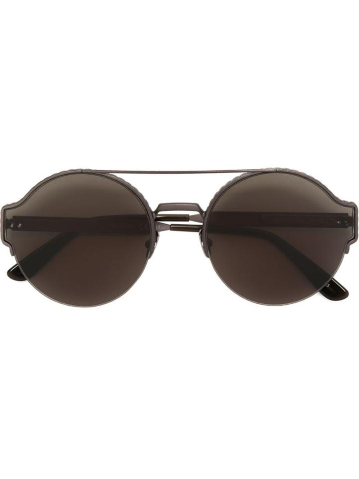 Bottega Veneta Eyewear Round Frame Sunglasses, Adult Unisex, Grey, Brass