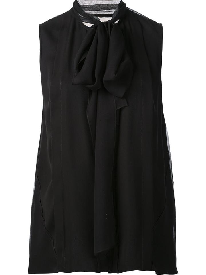 Carolina Herrera Sleeveless Sheer Back Blouse, Women's, Size: 10, Black, Silk