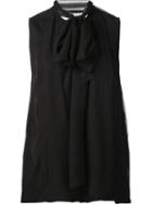Carolina Herrera Sleeveless Sheer Back Blouse, Women's, Size: 10, Black, Silk