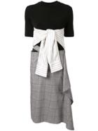Unravel Project Contrast Check Midi Dress - Black