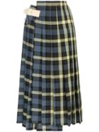 Golden Goose April Pleated Check Wool Skirt - Blue