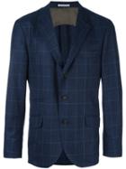 Brunello Cucinelli Plaid Blazer, Men's, Size: 52, Blue, Wool/cupro