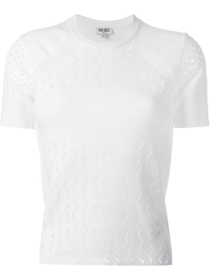 Kenzo Wavy Knit Top, Women's, Size: Small, White, Polyester/viscose