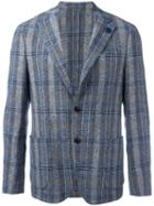 Lardini Checked Blazer, Men's, Size: 56, Blue, Cotton/linen/flax/viscose/polyester