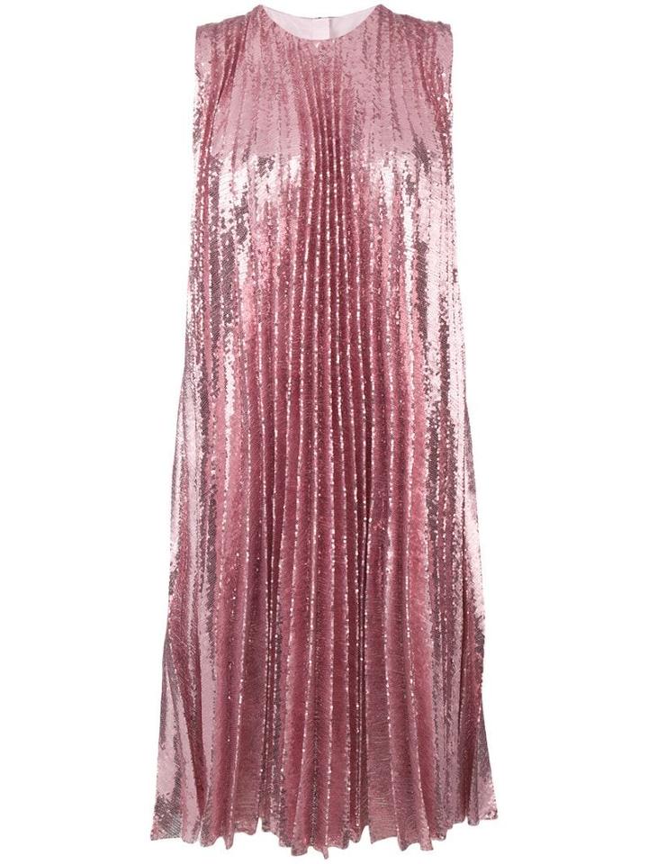 Msgm Sequin Pleated Insert Dress - Pink