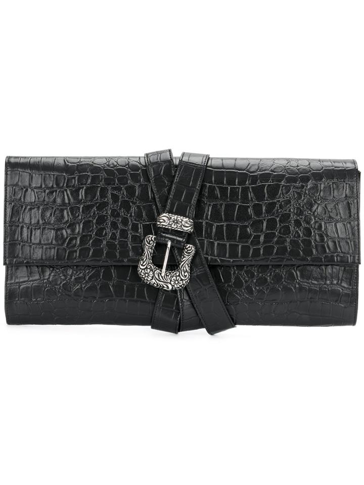 Mm6 Maison Margiela Croc-effect Clutch - Black
