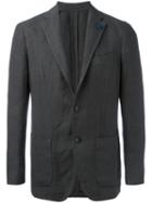 Lardini Pocket Front Blazer, Men's, Size: 56, Black, Hemp/polyester