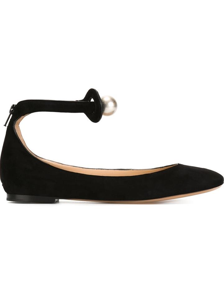 Chloé Ankle Strap Ballerinas, Women's, Size: 37.5, Black, Leather