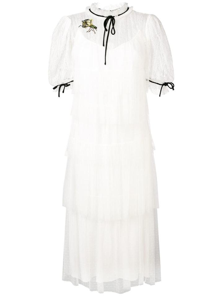 Parlor Ruffled Lace Dress - Ivory Black