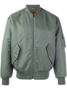Yves Salomon Homme Fur Interior Bomber Jacket, Men's, Size: 46, Green, Rabbit Fur/acrylic/polyamide/wool