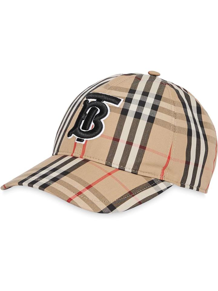 Burberry Monogram Motif Vintage Check Baseball Cap - Brown