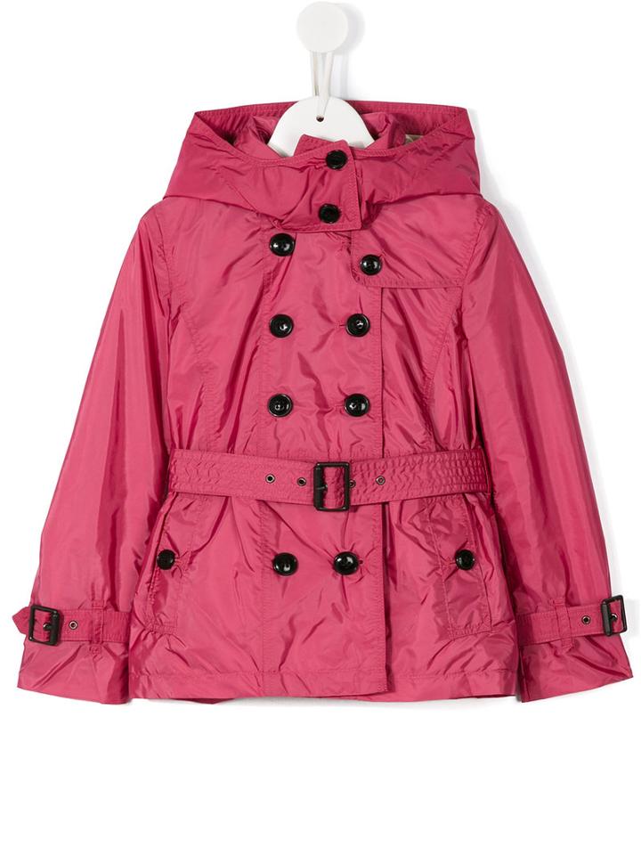 Burberry Kids Double Breasted Trench Coat, Girl's, Size: 8 Yrs, Pink/purple