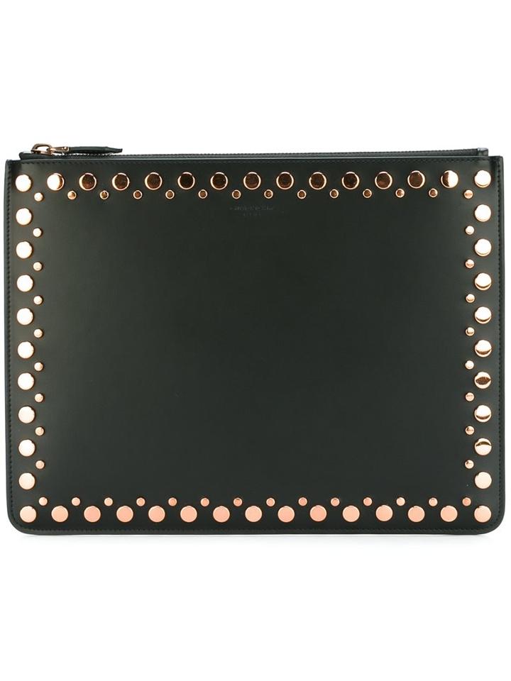 Givenchy Studded Zipped Pouch, Adult Unisex, Black, Calf Leather/metal