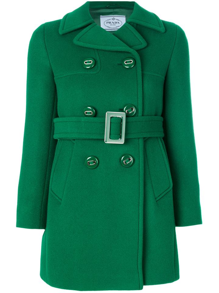 Prada Double Breasted Coat - Green