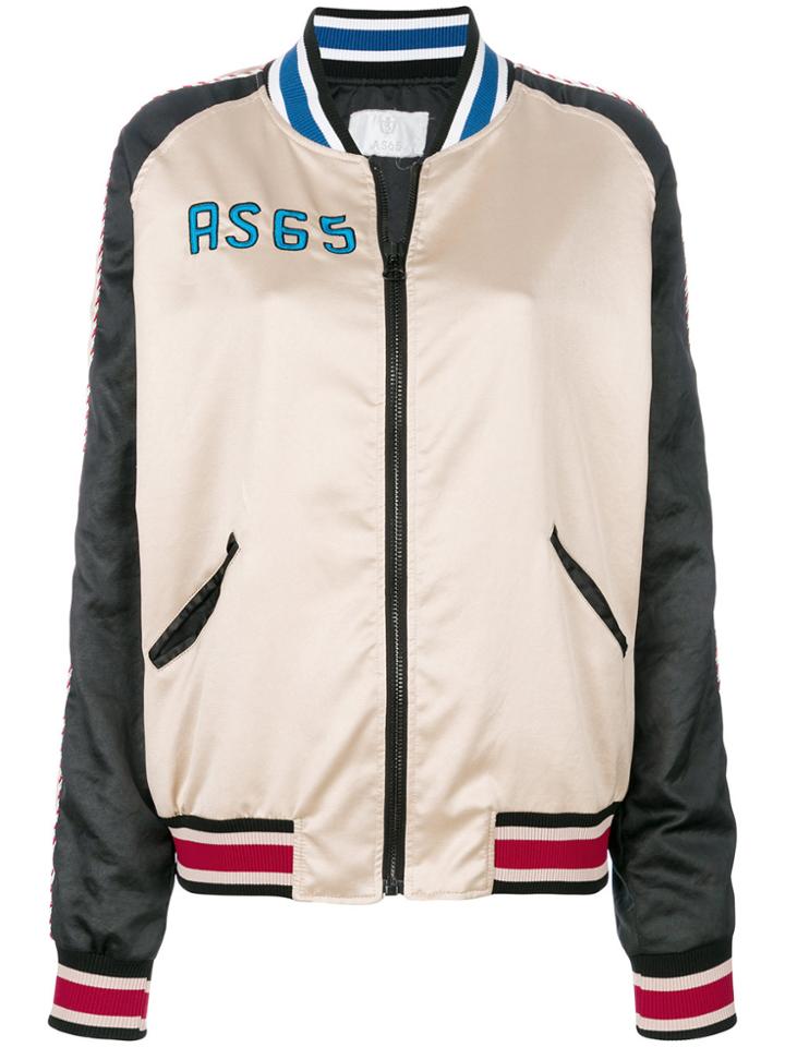 As65 Embroidered Bomber Jacket - Nude & Neutrals