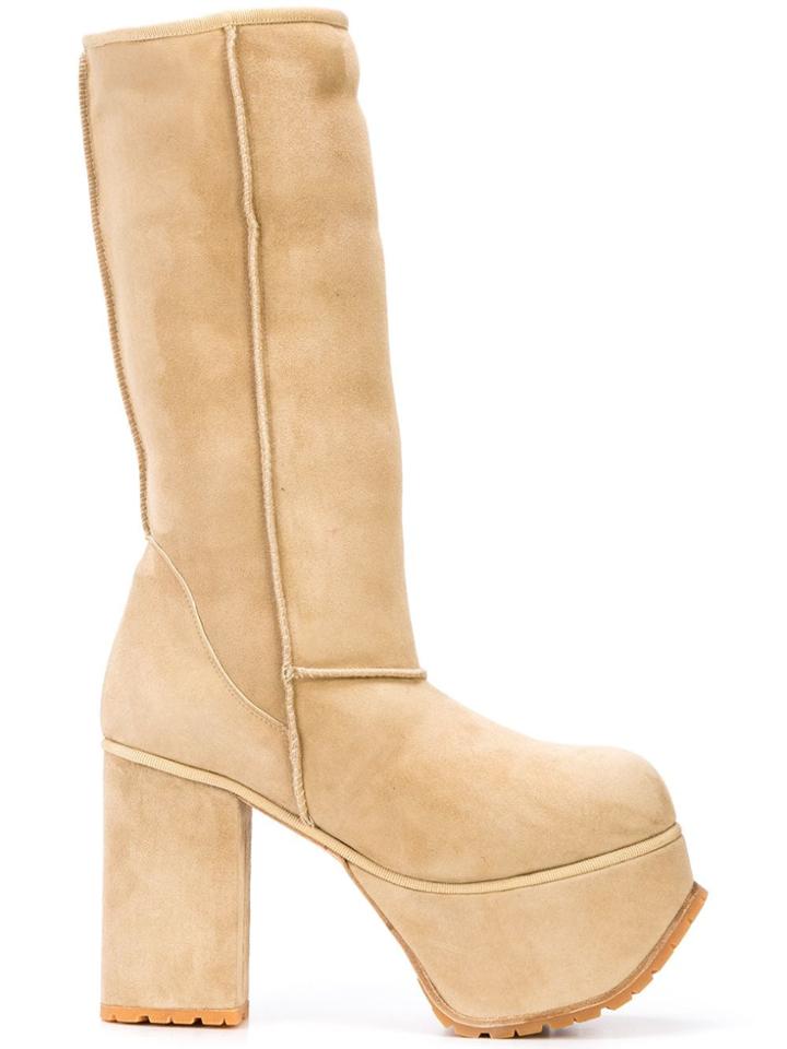 R13 High Platform Boots - Neutrals