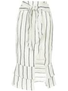 Suboo Eden Stripe Ruffled Midi Skirt - White