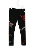 Philipp Plein Kids Heart Embellished Leggings, Girl's, Size: 14 Yrs, Black
