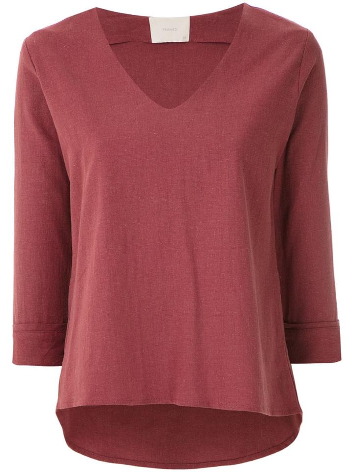 Framed Blusa Manga Longa Linen Framed - Red