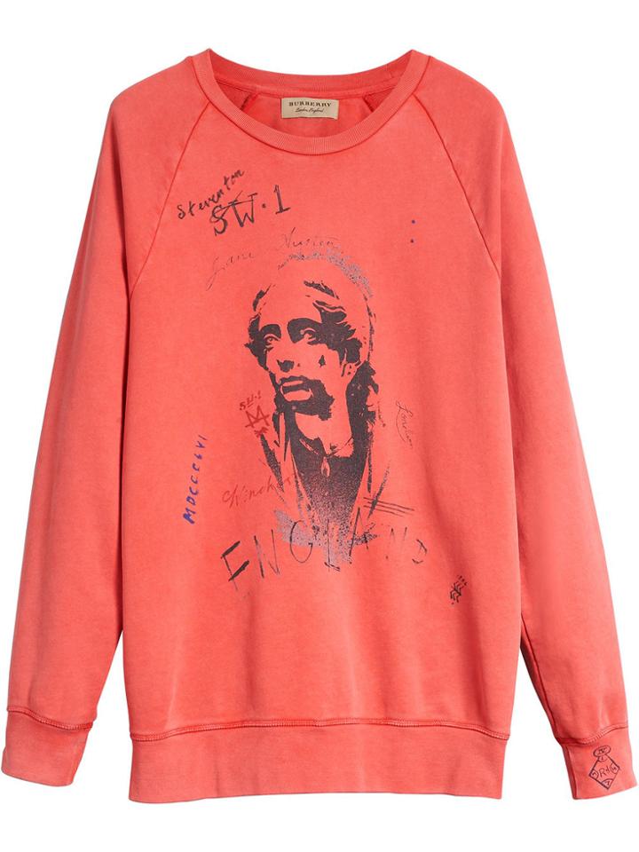 Burberry Portrait Print Cotton Sweatshirt - Red