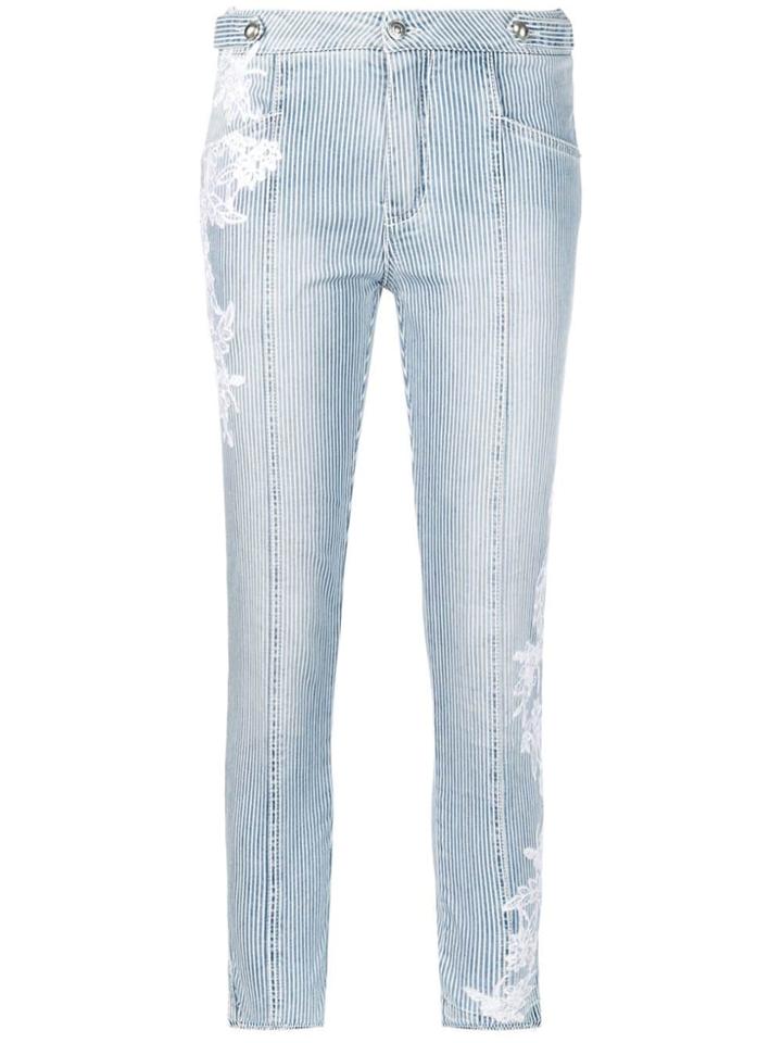 Ermanno Scervino Embroidered Striped Jeans - Blue