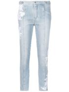 Ermanno Scervino Embroidered Striped Jeans - Blue
