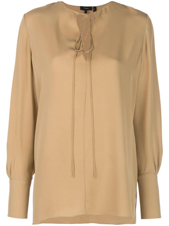 Theory Tie Fastening Blouse - Neutrals