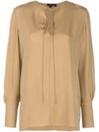 Theory Tie Fastening Blouse - Neutrals