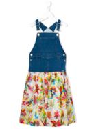 Junior Gaultier Denim And Chiffon Dungaree Dress, Girl's, Size: 10 Yrs, Blue