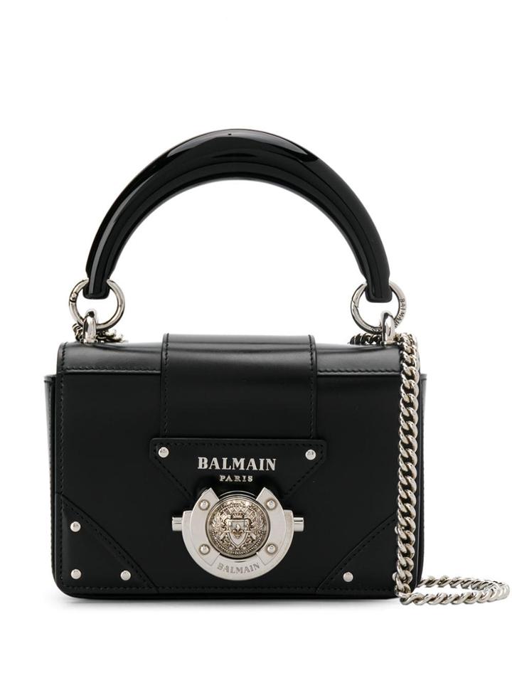 Balmain Logo Plaque Crossbody Bag - Black