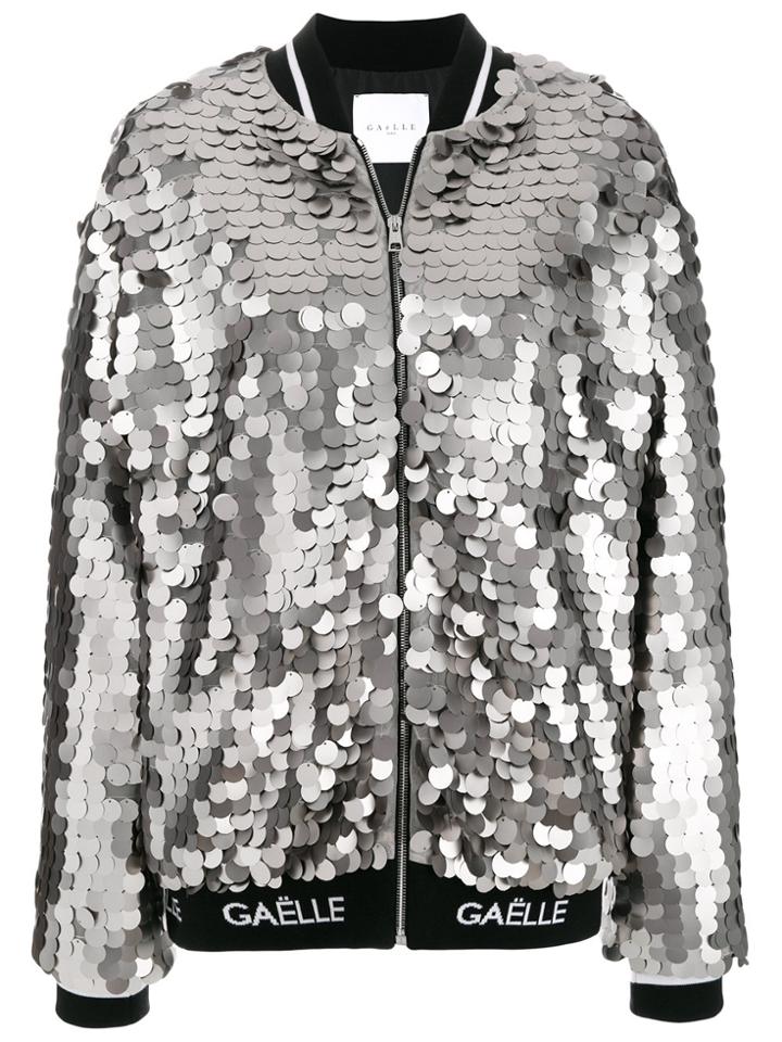 Gaelle Bonheur Sequin Bomber Jacket - Grey