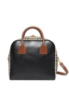 Burberry Medium Leather And Vintage Check Cube Tote - Neutrals
