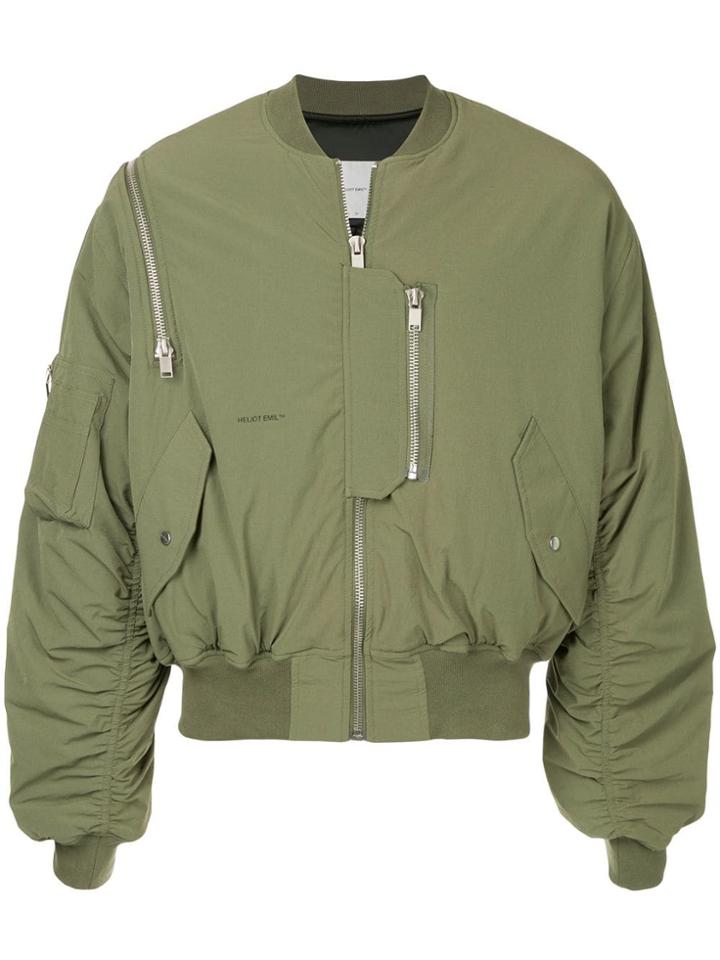 Heliot Emil Multi Zipper Bomber Jacket - Green