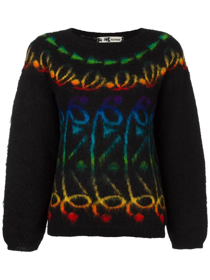 Kansai Yamamoto Vintage Patterned Knit Jumper - Black