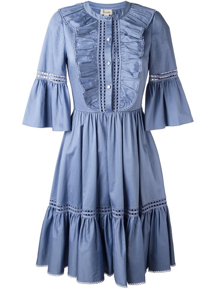Temperley London 'morganne' Dress, Women's, Size: 10, Blue, Cotton