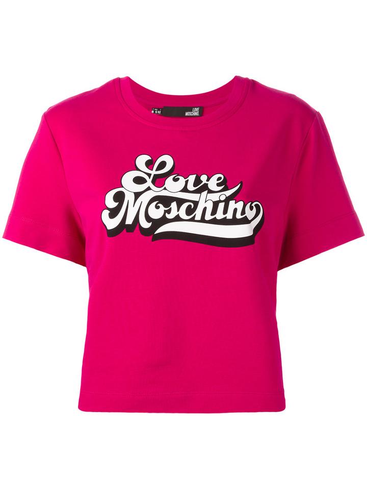 Love Moschino Short-sleeve T-shirt With Logo Branding, Women's, Size: Xxs, Pink/purple, Cotton/spandex/elastane