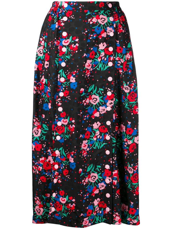 Marc Jacobs Buttoned Floral Skirt - Black