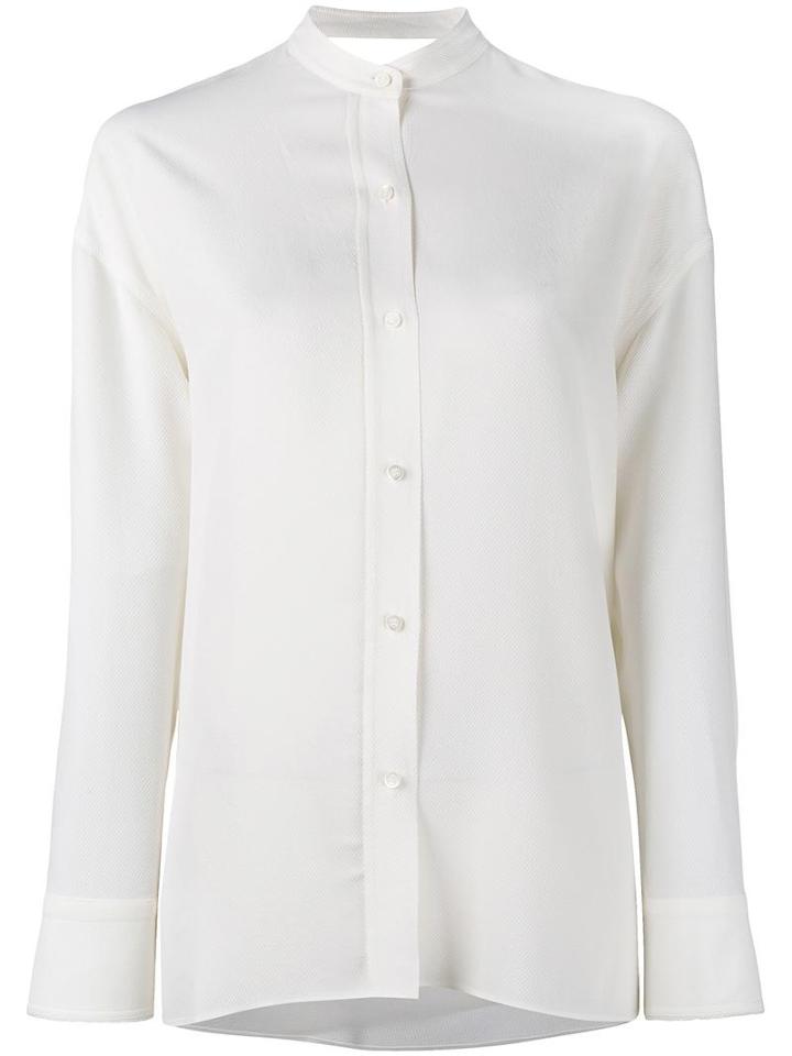 Helmut Lang Tie-fastening Mandarin Shirt, Women's, Size: Medium, White, Viscose