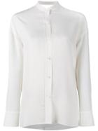 Helmut Lang Tie-fastening Mandarin Shirt, Women's, Size: Medium, White, Viscose