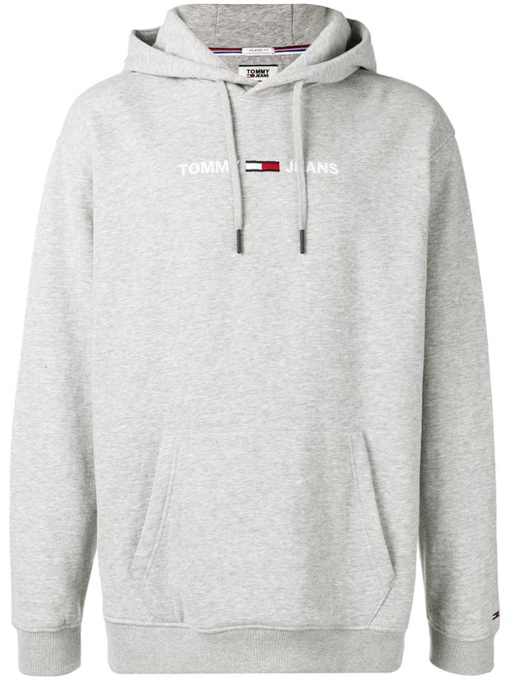 Tommy Jeans Embroidered Logo Hoodie - Grey