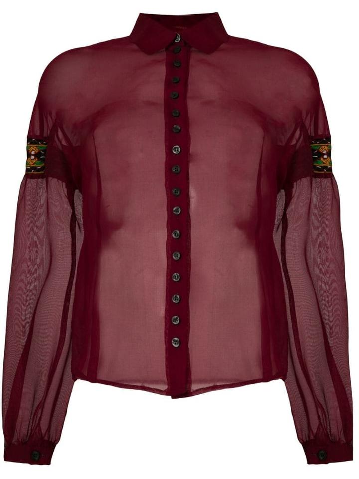 Romeo Gigli Pre-owned Embroidered Patches Sheer Shirt