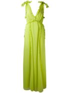 Msgm - Ruffle Trim Maxi Dress - Women - Polyester - 38, Green, Polyester