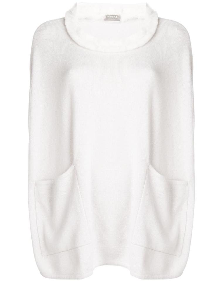 N.peal Fur Trim Poncho - Neutrals