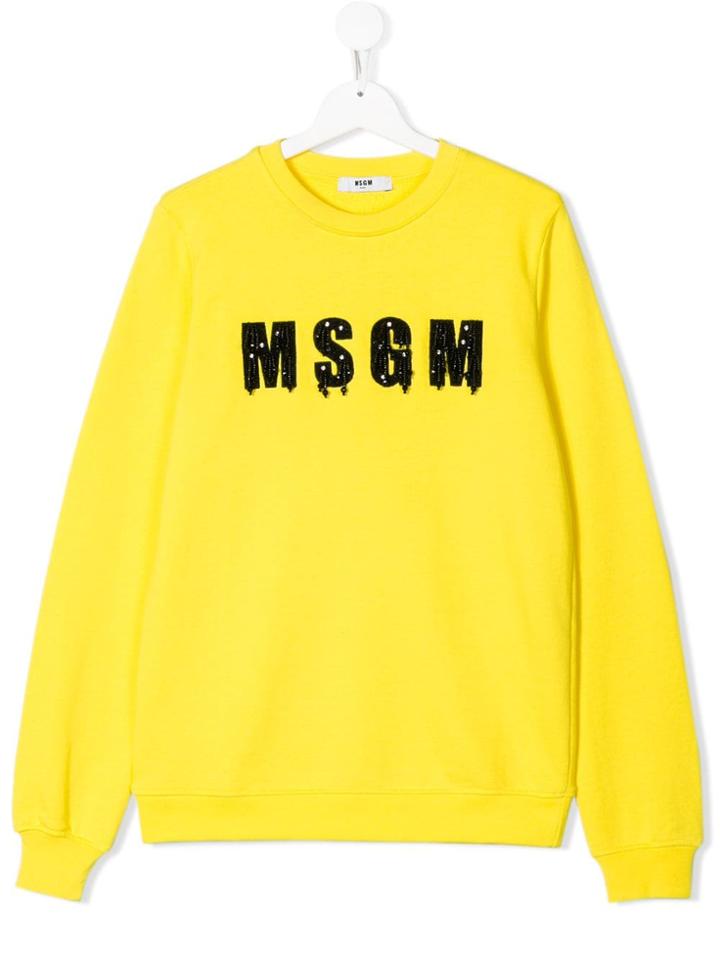 Msgm Kids Embellished Logo Sweater - Yellow