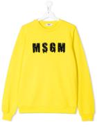Msgm Kids Embellished Logo Sweater - Yellow